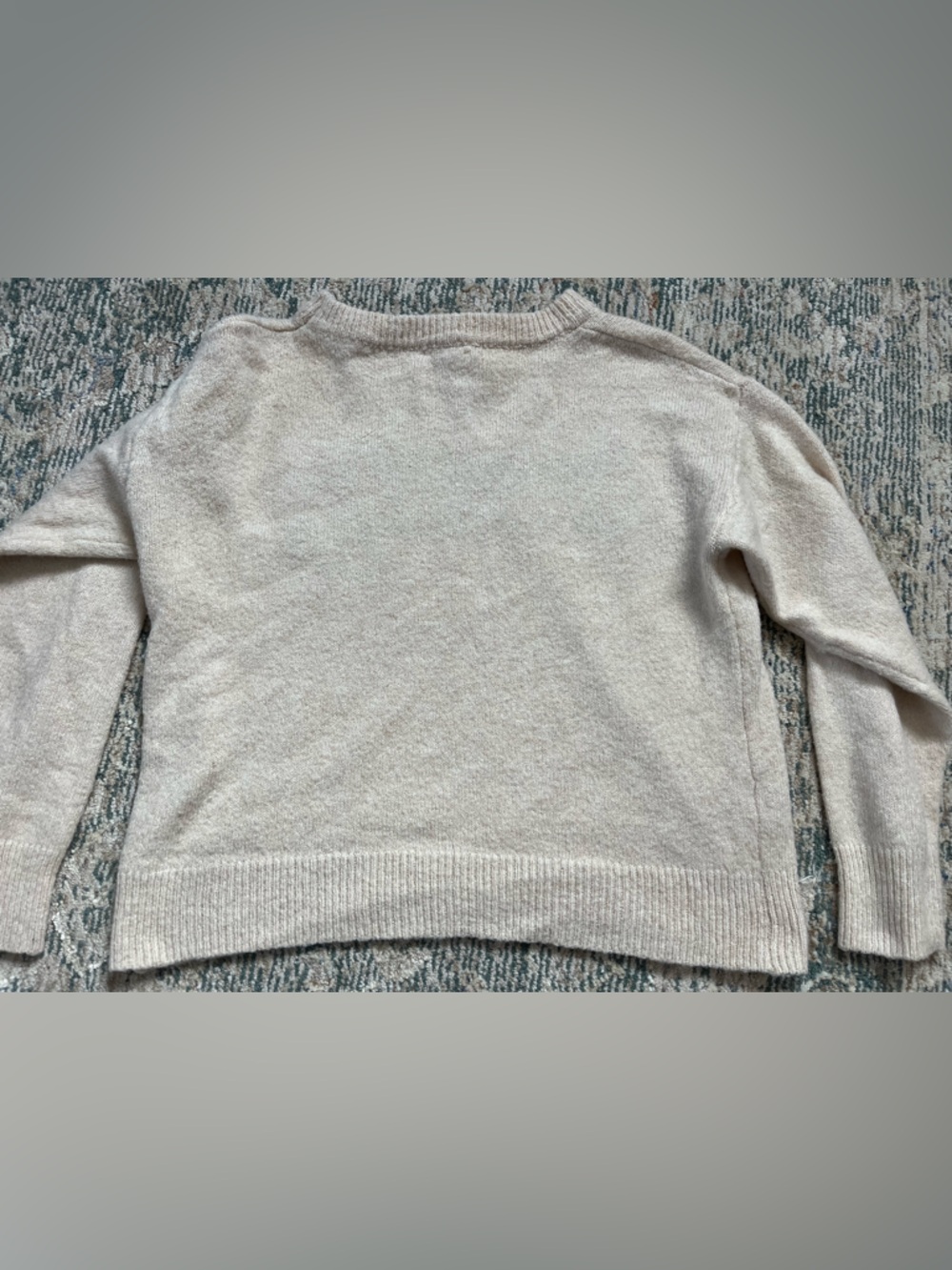 BiBi Cream Crewneck Sweater with Green Script Logo - Picture 4 of 4